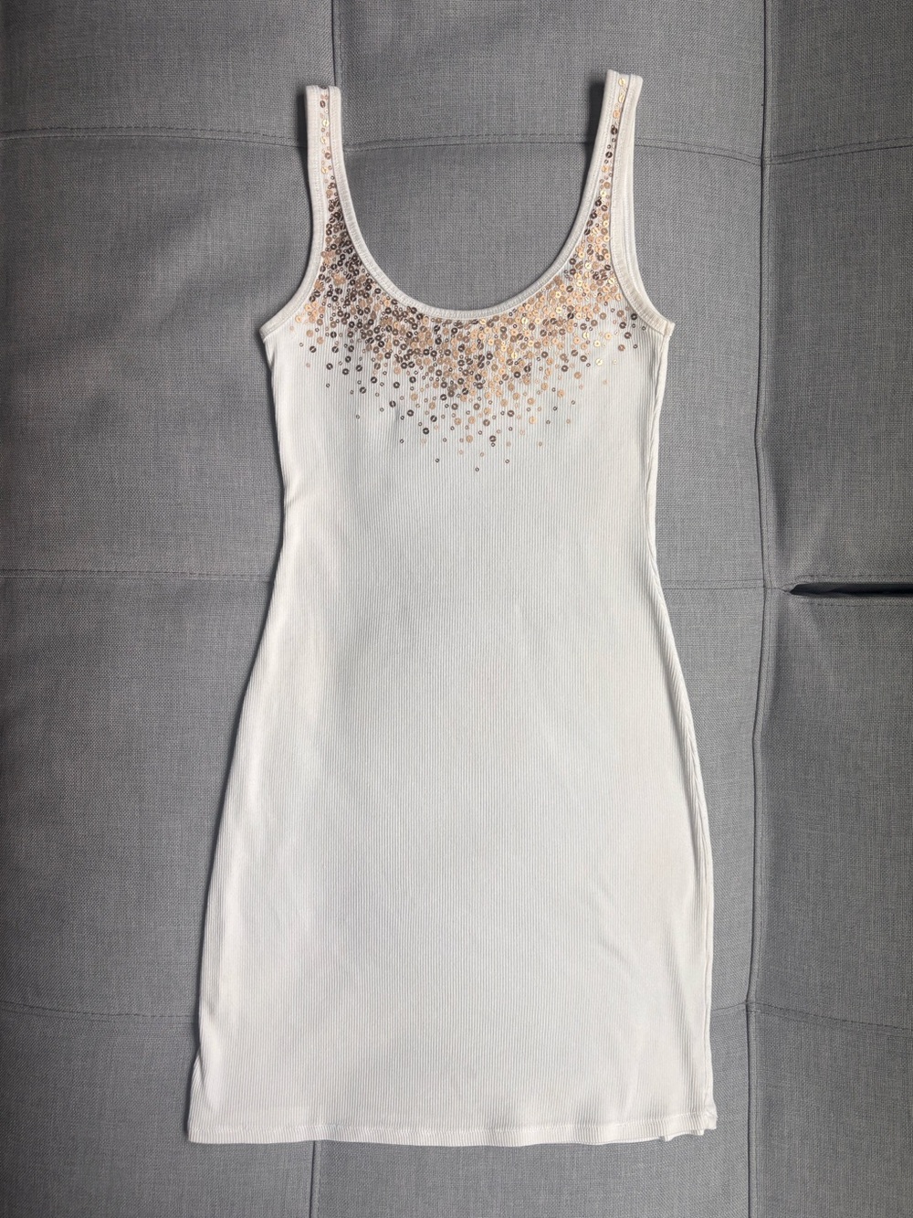 Moda International for Victoria’s Secret 
gold sequin Mini Dress